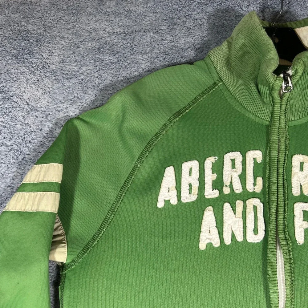 Abercrombie &‎ Fitch Mens Green Full Zip Track Jacket Large Vintage Y2K Athletic